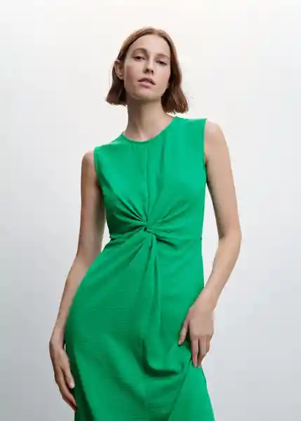 Vestido Nudo-H Verde Talla S Mujer Mango