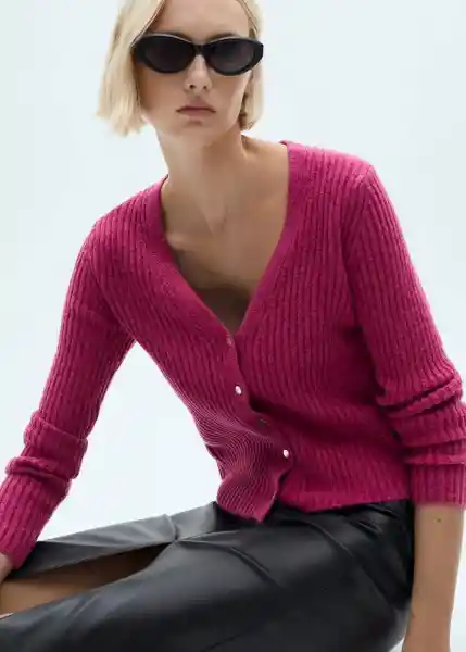 Abrigo Cardigan Seeds Fucsia Talla 18 Mujer Mango