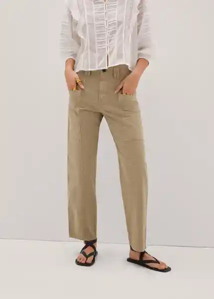 Pantalón Tracy Khaki Talla 46 Mujer Mango