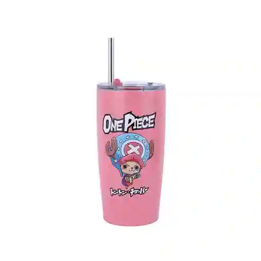 Vaso Acero Con Pitillo Rosa Serie Clásica One Piece Rosa Miniso