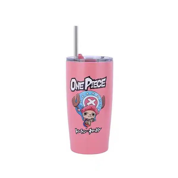 Vaso Acero Con Pitillo Rosa Serie Clásica One Piece Rosa Miniso