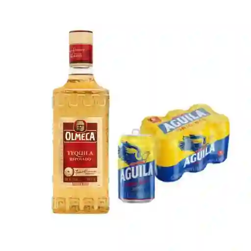 Tequila Olmeca Reposado 700 Ml + Six Pack Cerveza Aguila Lata 330 Ml