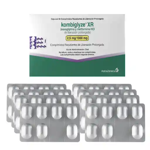 Kombiglyze Xr 2.5 / 1000 Mg Caja Con 56 Comprimidos Recubiertos