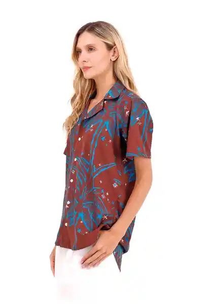 Camisa Wonder Palmeras Terracota XS Mercedes Campuzano
