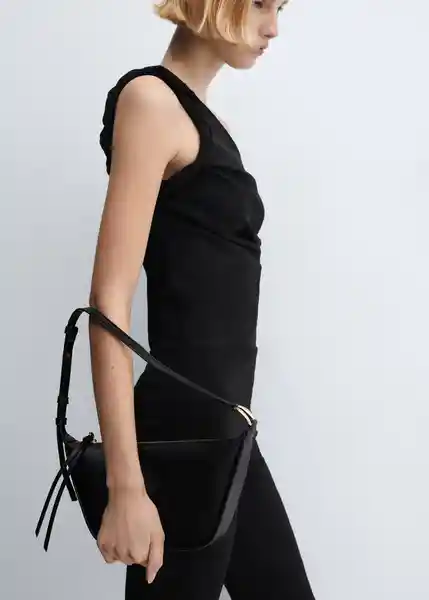 Top Twisted Negro Talla XS Mujer Mango