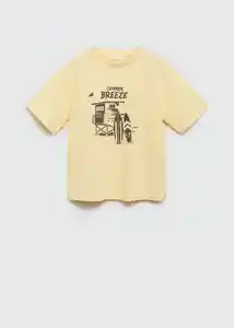 Camiseta Slub Amarillo Pastel Talla 10 Niños Mango