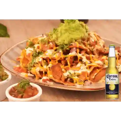 Combo Nachos + Cerveza Corona Bot. 355ml