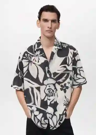 Camisa Pavone Negro Talla M Hombre Mango