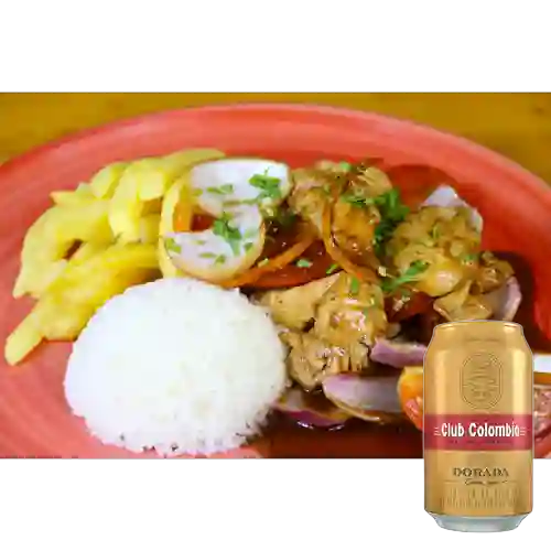 Combo Pollo Saltado + Club col. Dorada Lta 330ml