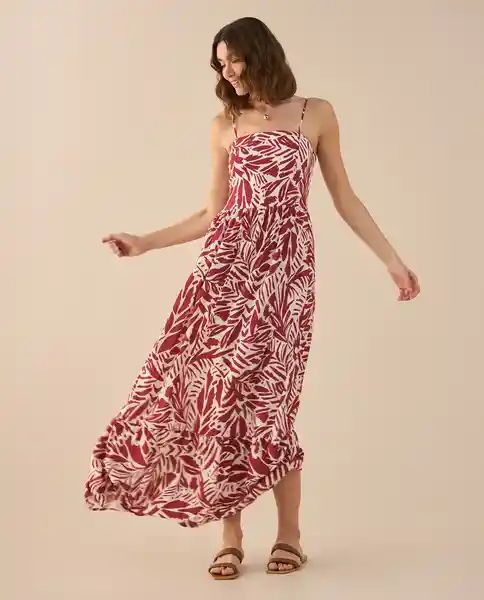 Vestido Rojo Rio Oscuro Talla S 691G010 Esprit