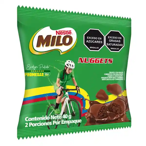 Milo Trozos con Malta Cubiertos Sabor Chocolate