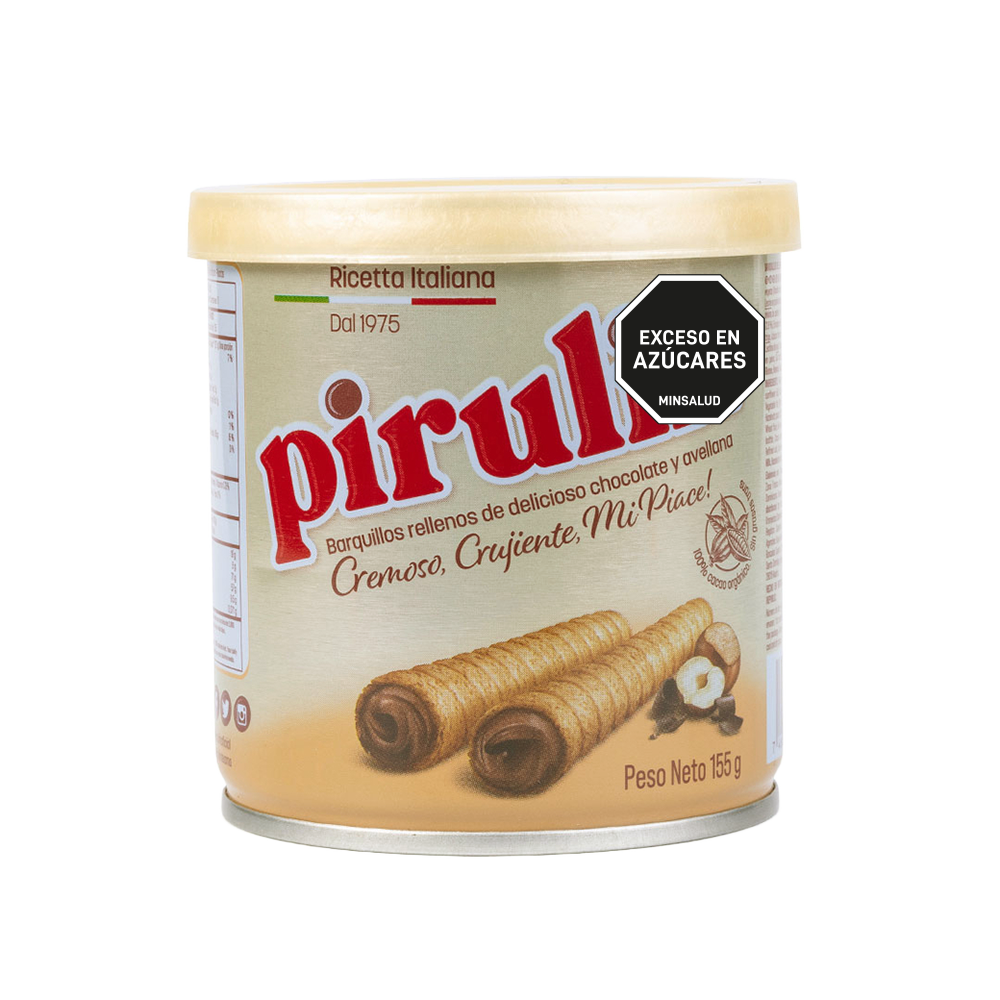 Pirulin Barquillos Rellenos de Chocolate y Avellanas x 155g