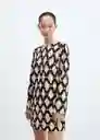 Vestido Rombus Crudo Talla M Mujer Mango
