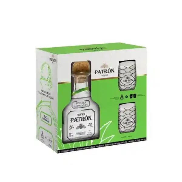 Patrón Tequila Silver + Vaso Cerámica