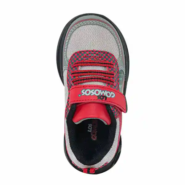 Los Gomosos Tenis Con Luces Rodano Niño Rojo Gris Talla 22