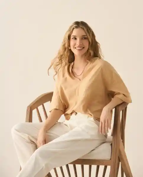 Camisa Beige Latte Medio Talla S 613G033 Esprit