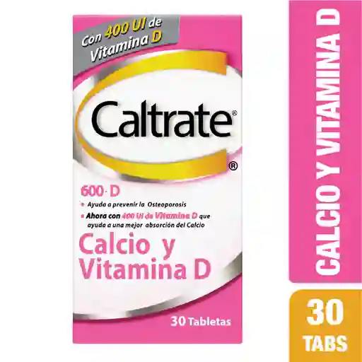 Caltrate 600 + D Calcio y Vitamina D X30 Tabs