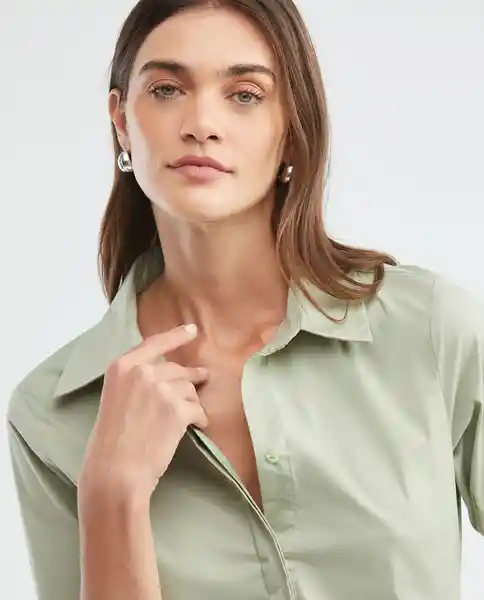 Camisa Ml Poplin Shirt Verde Aplomado Claro Talla M Mujer Chevignon