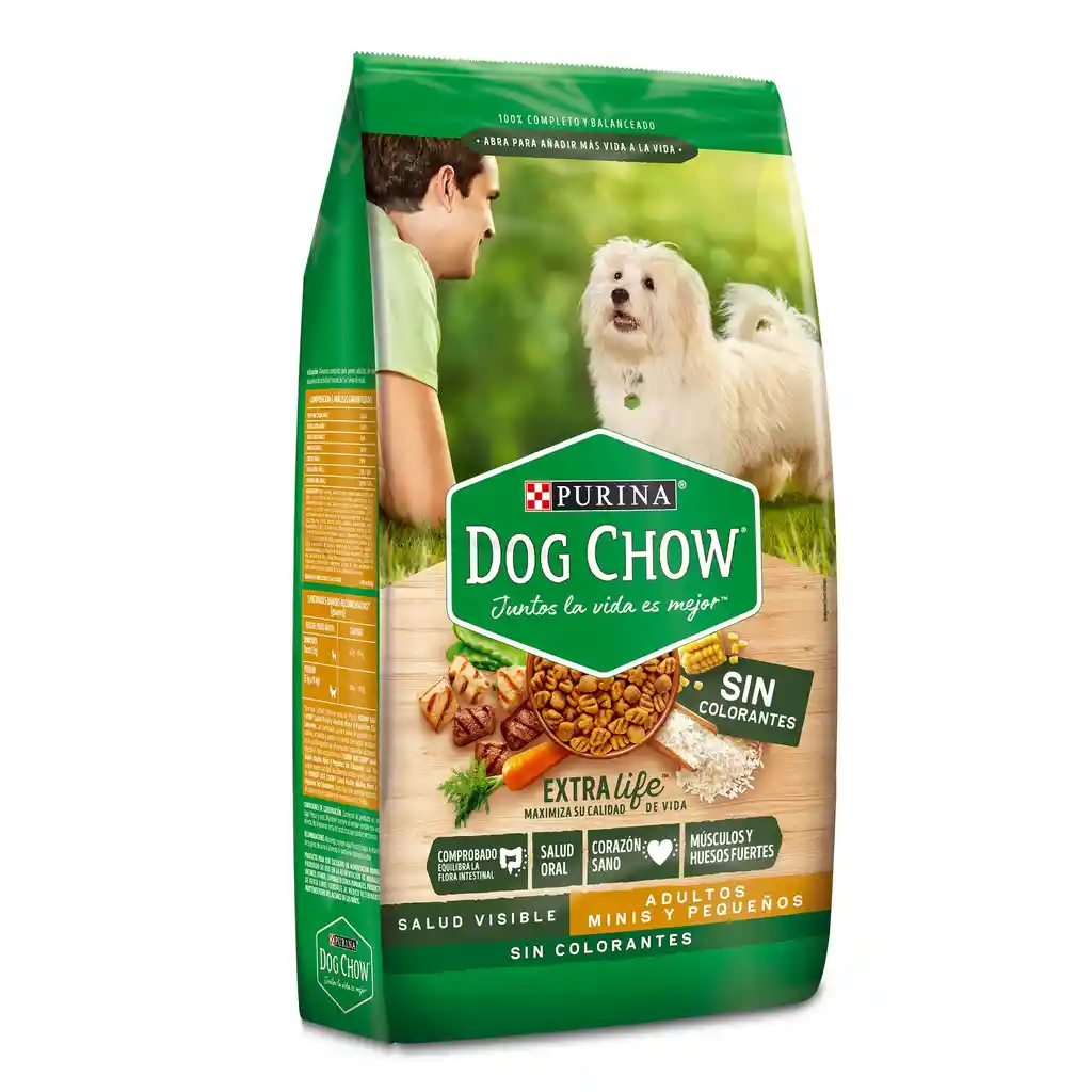 Dog Chow Sin Colorantes Adultos Minis y Pequeños 22,7Kg