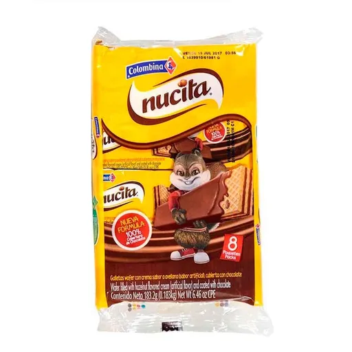 Nucita Galleta Wafer con Crema de Avellana Cubierta de Chocolate