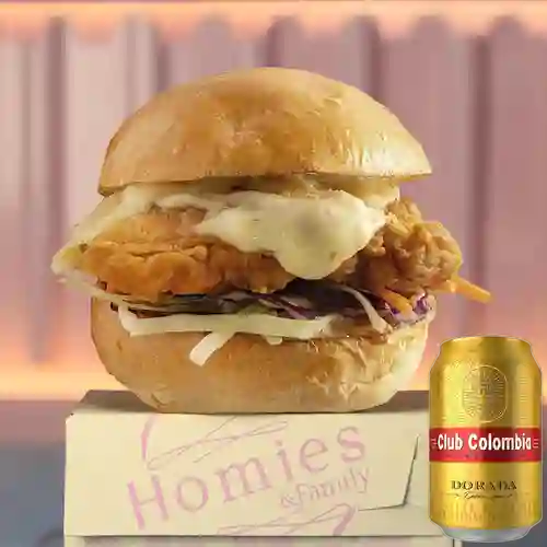 Combo Chicken Pop Burger + Club Colombia Dorada 355 ml