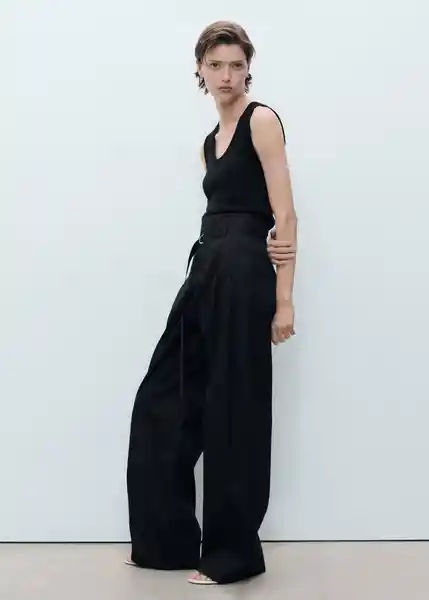 Pantalón Cubi Negro Talla 38 Mujer Mango