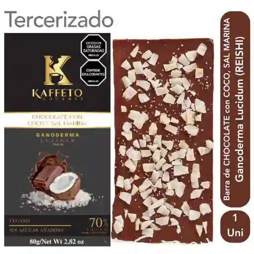 Kaffeto Barra de Chocolate Coco Sal Marina y Ganoderma Lucidum