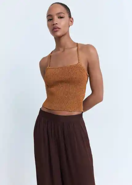 Pantalón Odalisca Chocolate Talla 38 Mujer Mango