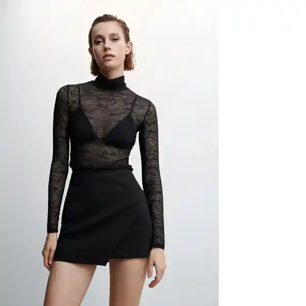 Falda Cross Negro Talla 24 Mujer Mango