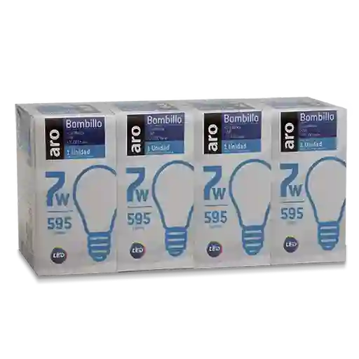 Bombillo Led 7W Luz Blanca E27 20000H Aro