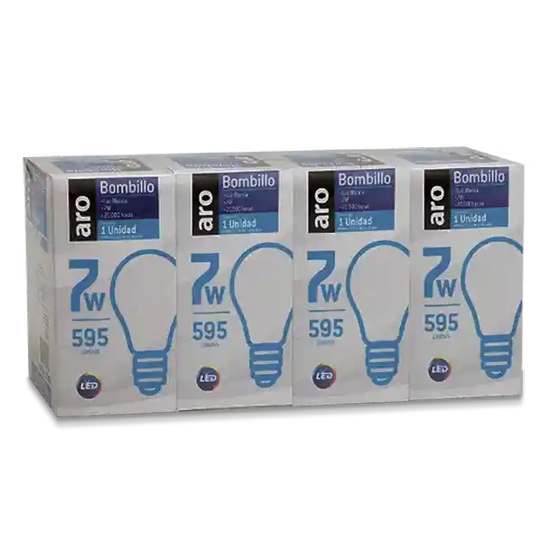 Bombillo Led 7W Luz Blanca E27 20000H Aro