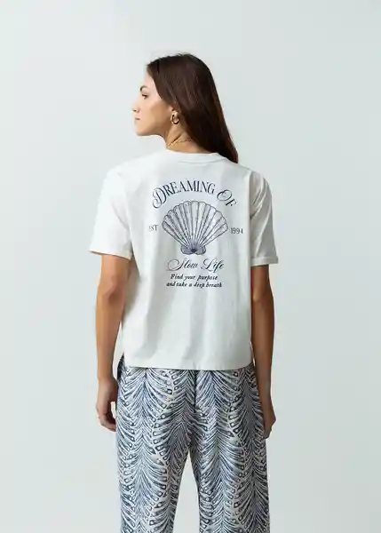 Camiseta Mujer Crudo Marfil Talla L Naf Naf