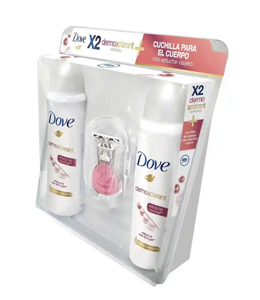 Dove Caja con 2 Dermo Aclarant Aerosol + 1 Cuchilla de Cuerpo