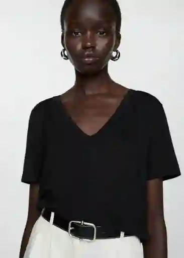 Camiseta Vispi Negro Talla L Mujer Mango