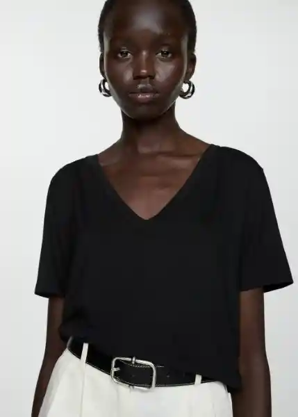 Camiseta Vispi Negro Talla L Mujer Mango