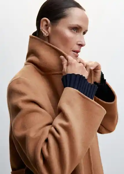 Abrigo Batin Camel Talla 28 Mujer Mango