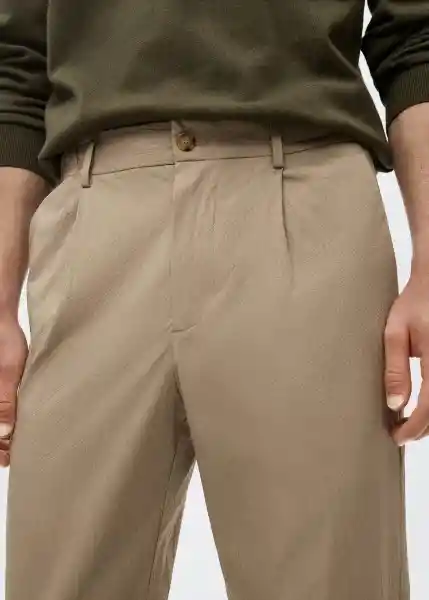 Pantalón Blanco Beige Talla 38 Hombre Mango