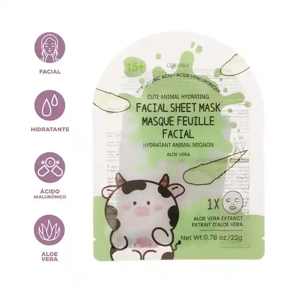 Mascarilla Facial Hidratante Cute Animal Aloe Vera Miniso