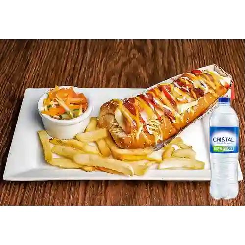 Combo Perro Caliente + Cristal Sin Gas 600 ml