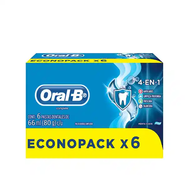 Crema Dental Oral-B Complete 4En1 Con Flúor 80g 6 Unidades