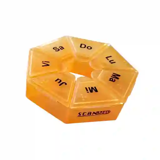 Scanmed Organizador de Pastillas Semanal Heptagonal Naranja