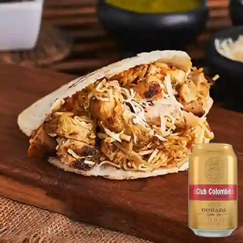 Combo Arepa de Pollo + Club col. Dorada Lta 330ml