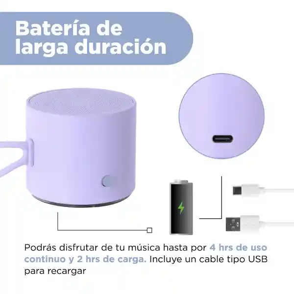 Bocina Inalámbrico Portátil Metal Morado Serie Mod A127 Miniso