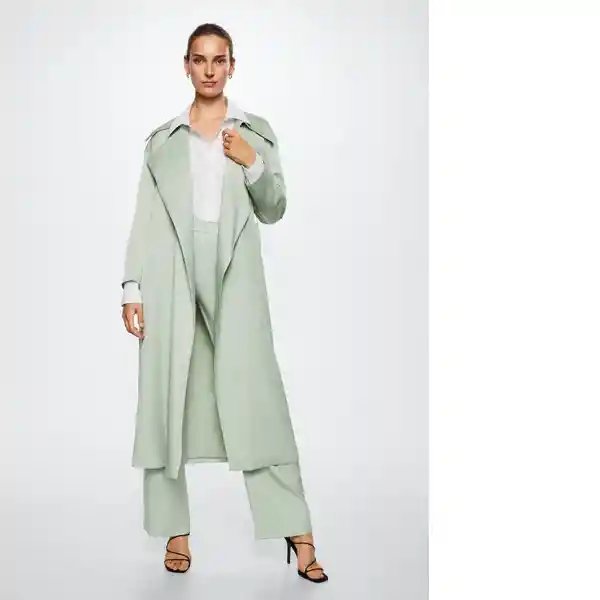 Trench Mare-A Verde Pastel Talla L Mujer Mango