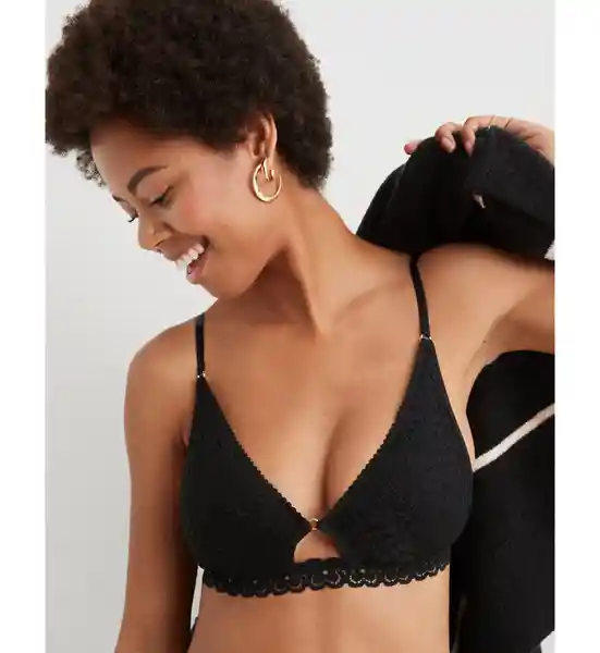 Brasier Bralette Aerie de Mujer Negro Talla Small American Eagle