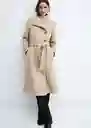 Abrigo Sirenita Camel Talla 28 Mujer Mango