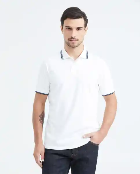 Camiseta Polo Contrast Stripes Crudo Prístino Claro S Chevignon