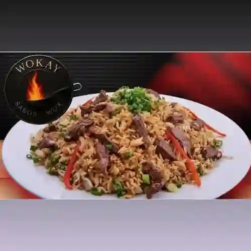 Arroz Chaufa con Res y Tocineta