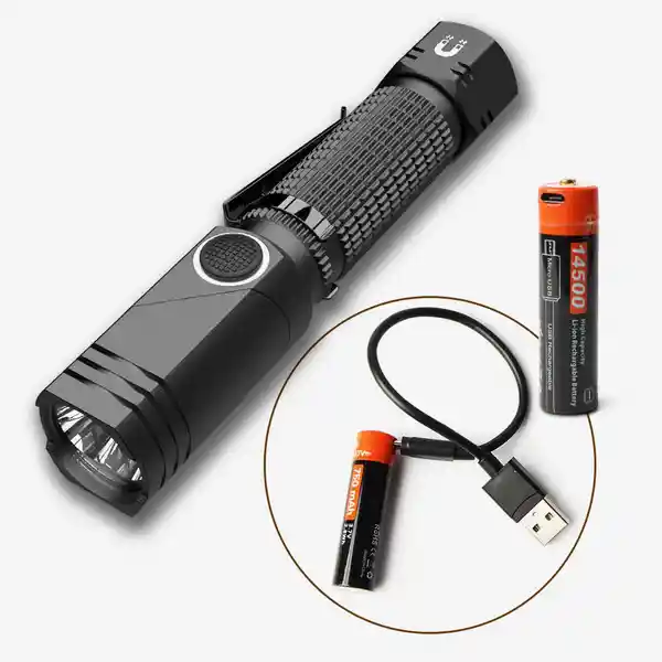 Nicron Linterna Mini Recargable Twist Negra