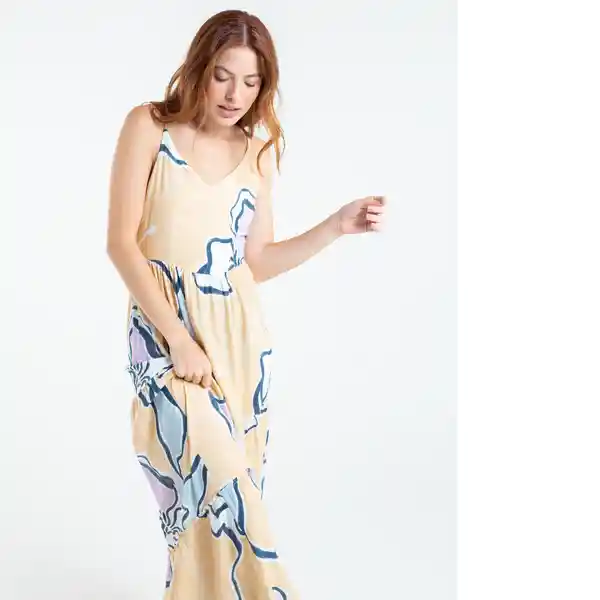  Vestido Verdu Mujer Amarillo Luminoso Claro Talla L Naf-Naf 